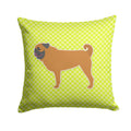 Pug Checkerboard Green Decorative Throw Pillow 14x14 Indoor Outdoor Accent Cushion, Fabric Cover with Insert for Sofa, Bed, Porch & Living Room