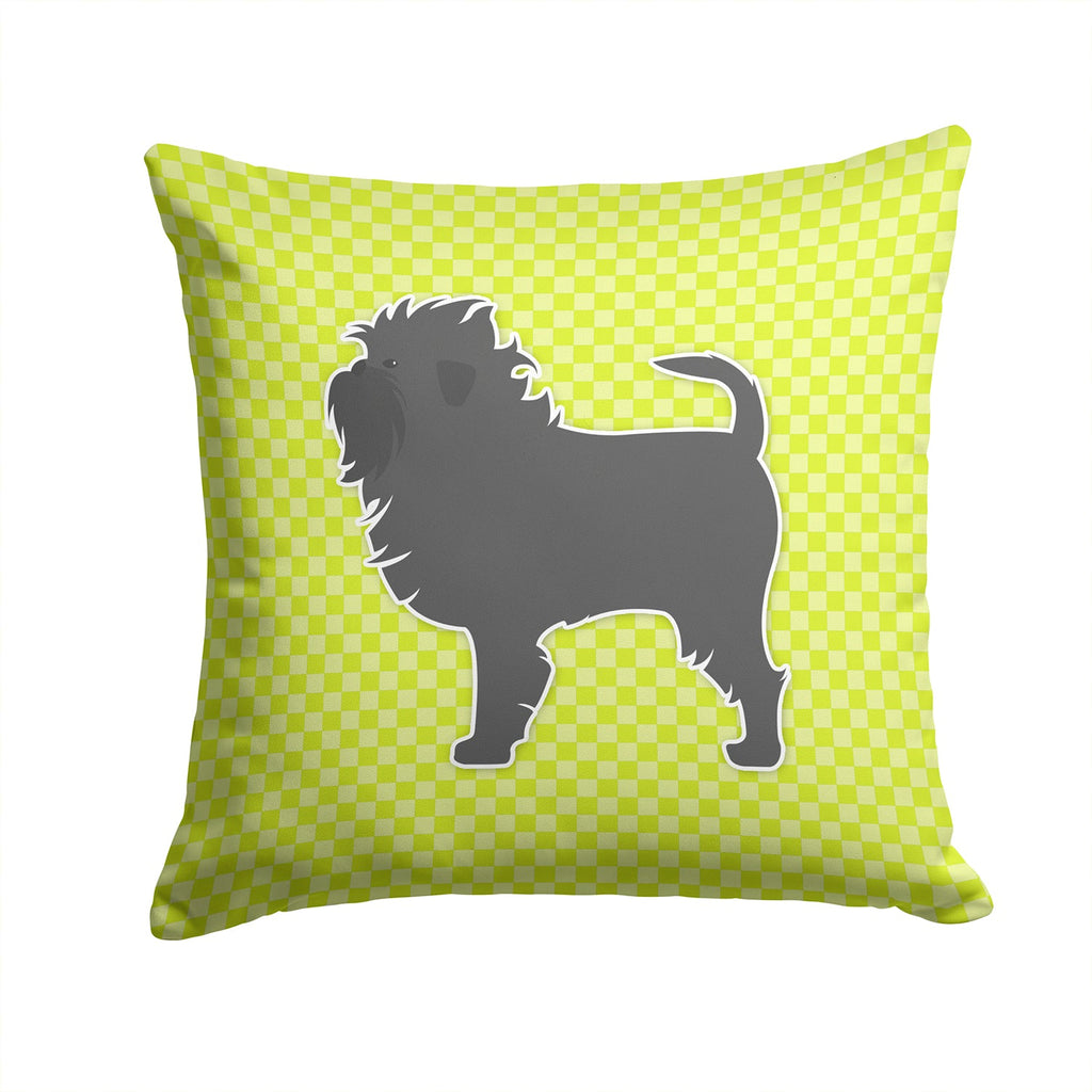 Affenpinscher Checkerboard Green Decorative Throw Pillow 14x14 Indoor Outdoor Accent Cushion, Fabric Cover with Insert for Sofa, Bed, Porch & Living Room
