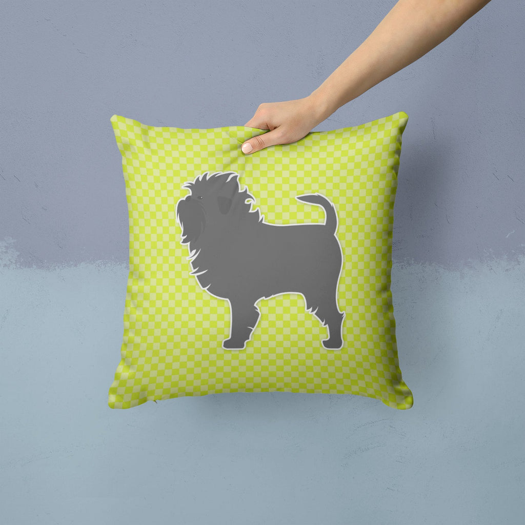 Affenpinscher Checkerboard Green Decorative Throw Pillow 14x14 Indoor Outdoor Accent Cushion, Fabric Cover with Insert for Sofa, Bed, Porch & Living Room