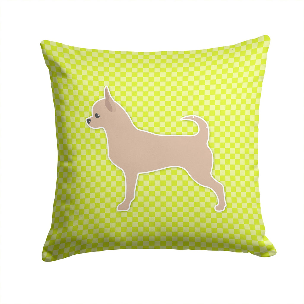 Chihuahua Checkerboard Green Decorative Throw Pillow 14x14 Indoor Outdoor Accent Cushion, Fabric Cover with Insert for Sofa, Bed, Porch & Living Room