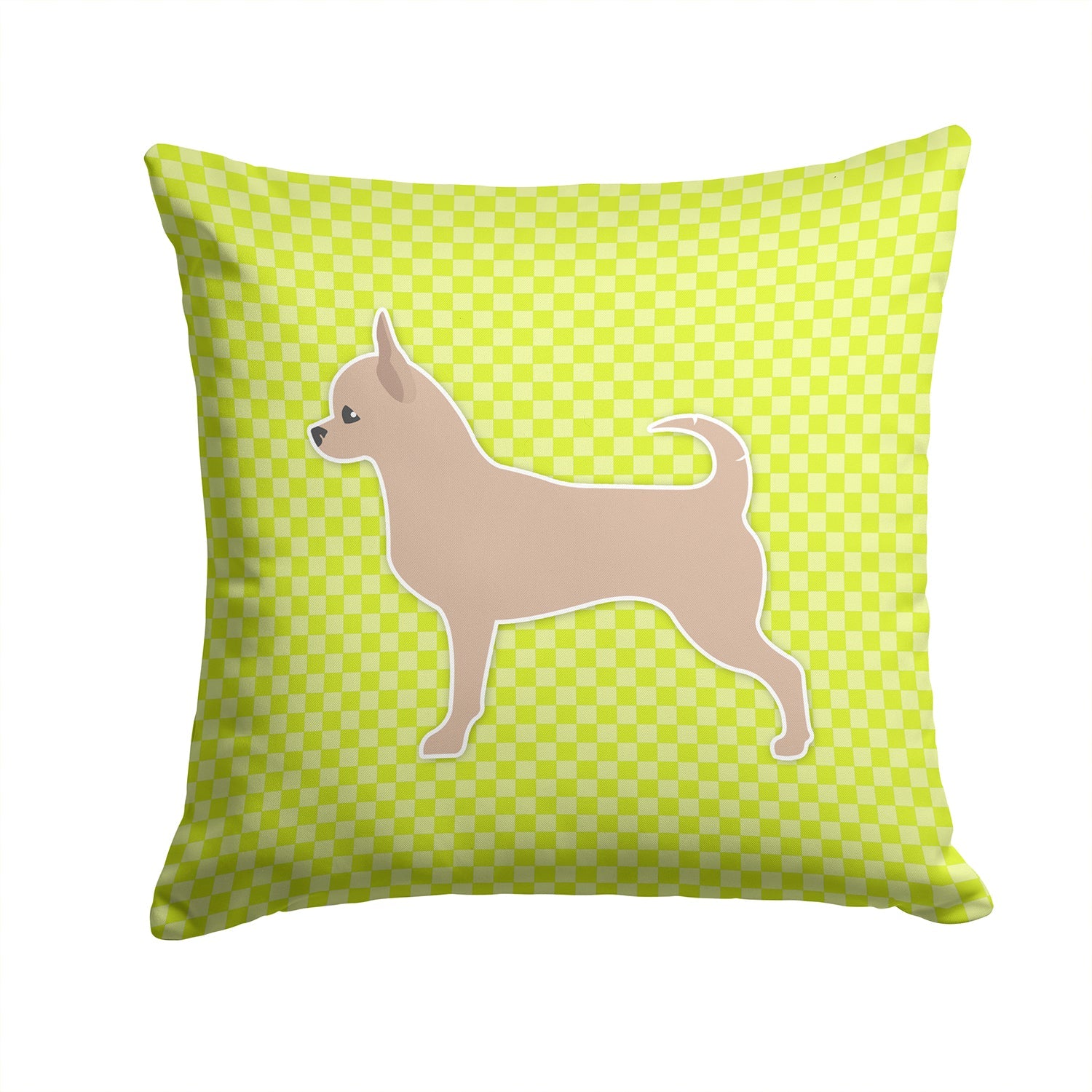 Chihuahua Checkerboard Green Decorative Throw Pillow 14x14 Indoor Outdoor Accent Cushion, Fabric Cover with Insert for Sofa, Bed, Porch & Living Room
