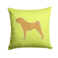 Shar Pei Checkerboard Green Decorative Throw Pillow 14x14 Indoor Outdoor Accent Cushion, Fabric Cover with Insert for Sofa, Bed, Porch & Living Room