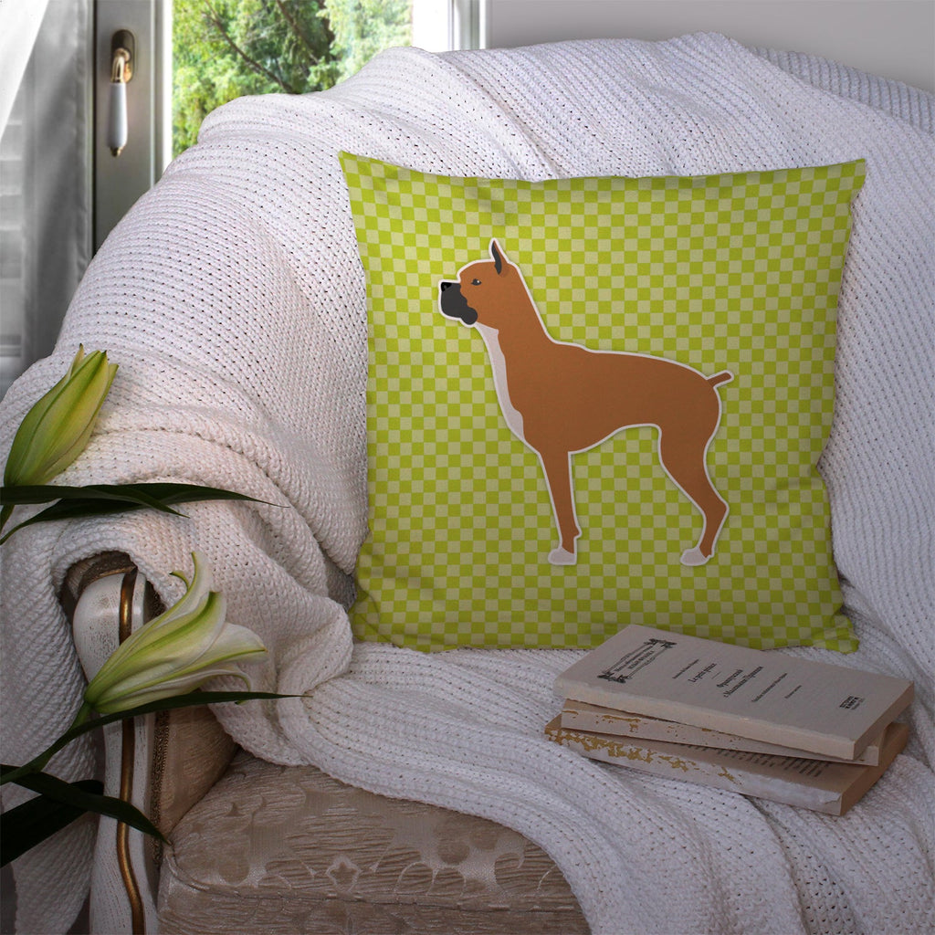 Boxer Checkerboard Green Decorative Throw Pillow 14x14 Indoor Outdoor Accent Cushion, Fabric Cover with Insert for Sofa, Bed, Porch & Living Room