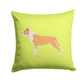 Staffordshire Bull Terrier Checkerboard Green Decorative Throw Pillow 14x14 Indoor Outdoor Accent Cushion, Fabric Cover with Insert for Sofa, Bed, Porch & Living Room