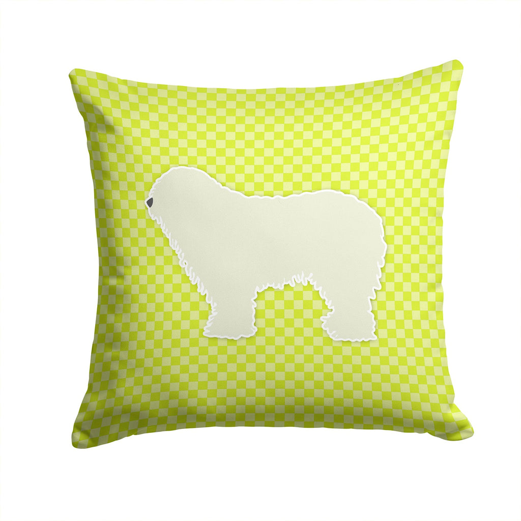 Komondor Checkerboard Green Decorative Throw Pillow 14x14 Indoor Outdoor Accent Cushion, Fabric Cover with Insert for Sofa, Bed, Porch & Living Room