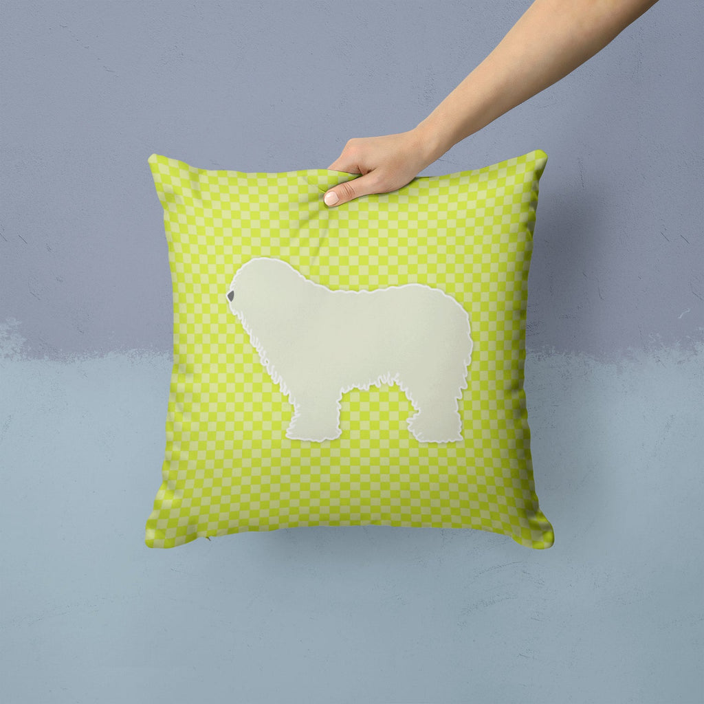 Komondor Checkerboard Green Decorative Throw Pillow 14x14 Indoor Outdoor Accent Cushion, Fabric Cover with Insert for Sofa, Bed, Porch & Living Room
