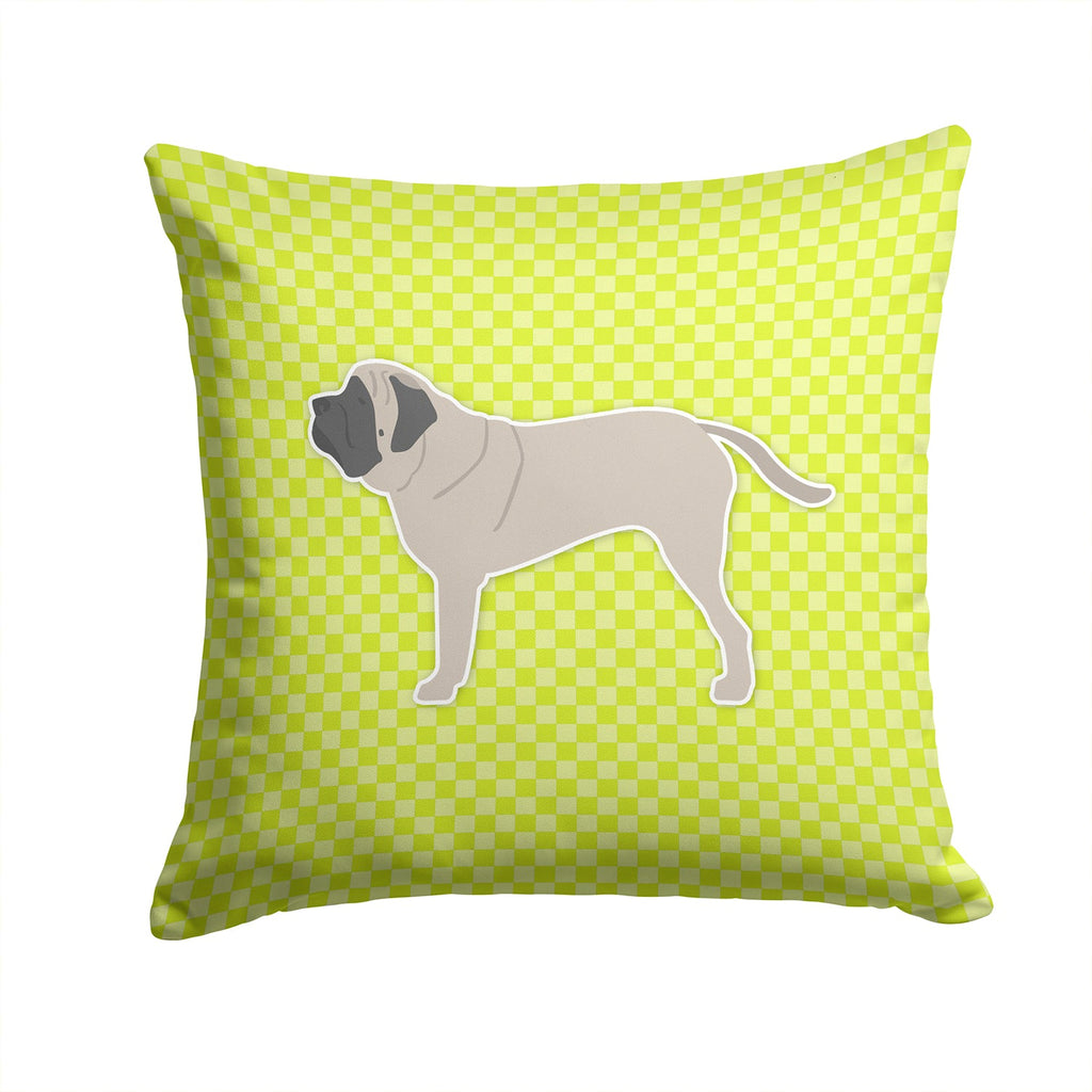 English Mastiff Checkerboard Green Decorative Throw Pillow 14x14 Indoor Outdoor Accent Cushion, Fabric Cover with Insert for Sofa, Bed, Porch & Living Room