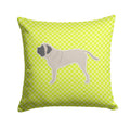 English Mastiff Checkerboard Green Decorative Throw Pillow 14x14 Indoor Outdoor Accent Cushion, Fabric Cover with Insert for Sofa, Bed, Porch & Living Room