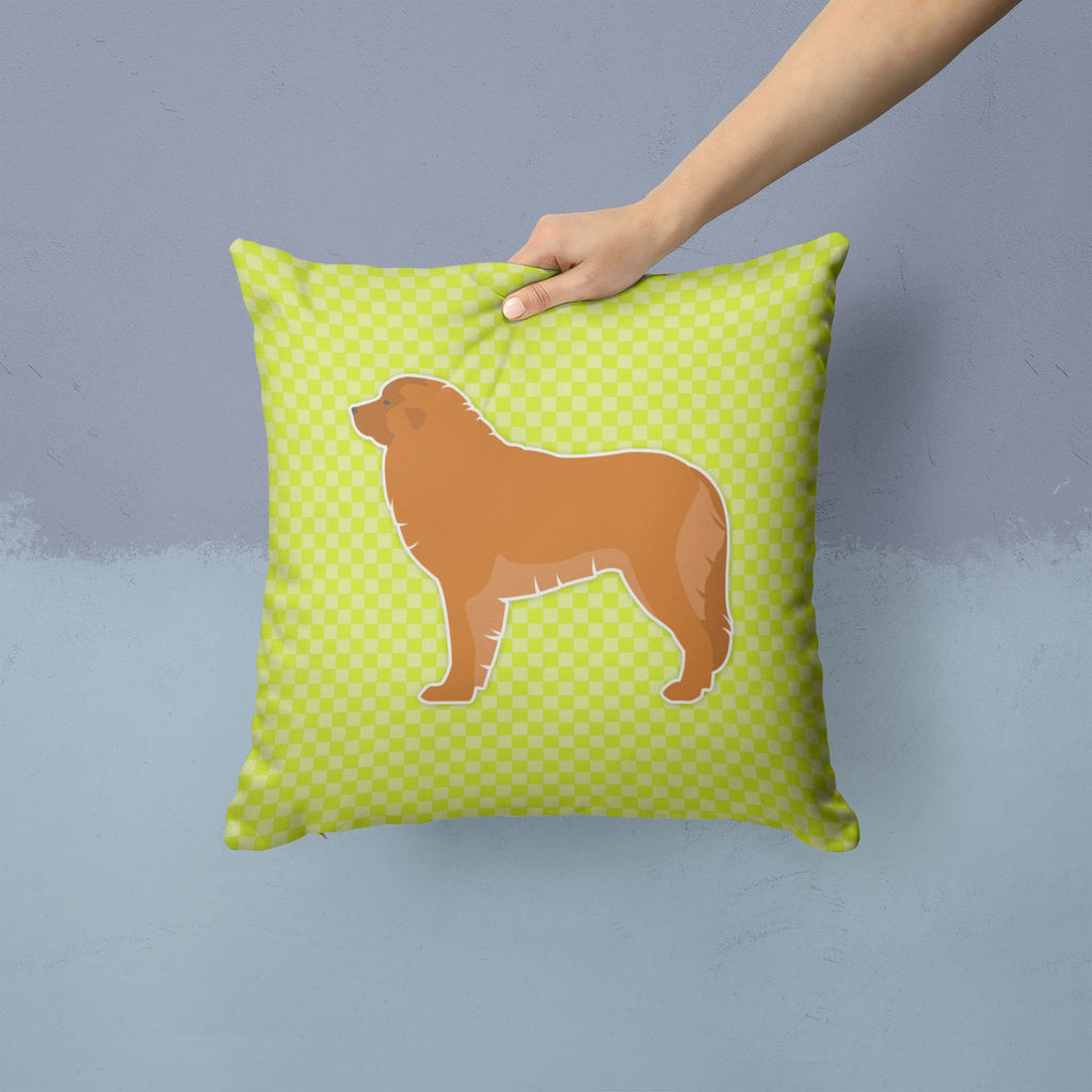 Leonberger Checkerboard Green Decorative Throw Pillow 14x14 Indoor Outdoor Accent Cushion, Fabric Cover with Insert for Sofa, Bed, Porch & Living Room
