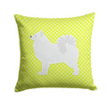 Samoyed Checkerboard Green Decorative Throw Pillow 14x14 Indoor Outdoor Accent Cushion, Fabric Cover with Insert for Sofa, Bed, Porch & Living Room