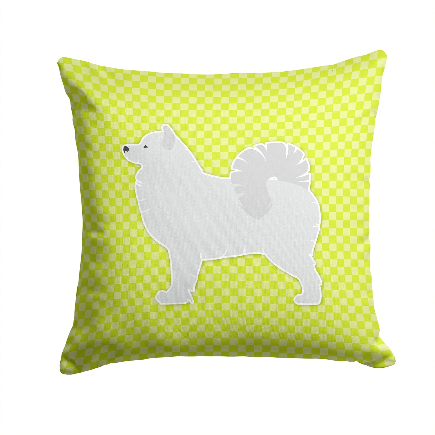 Samoyed Checkerboard Green Decorative Throw Pillow 14x14 Indoor Outdoor Accent Cushion, Fabric Cover with Insert for Sofa, Bed, Porch & Living Room