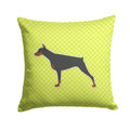 Doberman Pinscher Checkerboard Green Decorative Throw Pillow 14x14 Indoor Outdoor Accent Cushion, Fabric Cover with Insert for Sofa, Bed, Porch & Living Room