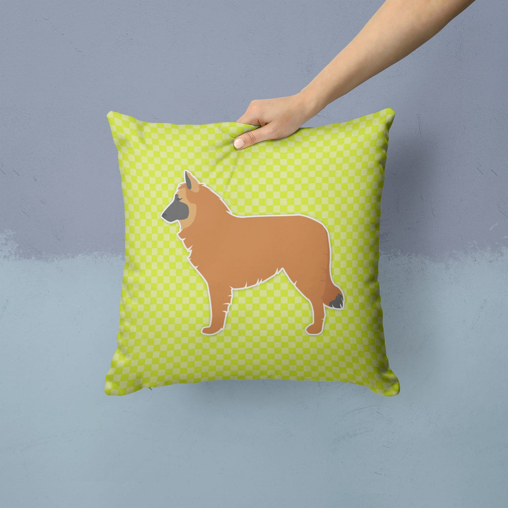 Belgian Shepherd Checkerboard Green Decorative Throw Pillow 14x14 Indoor Outdoor Accent Cushion, Fabric Cover with Insert for Sofa, Bed, Porch & Living Room