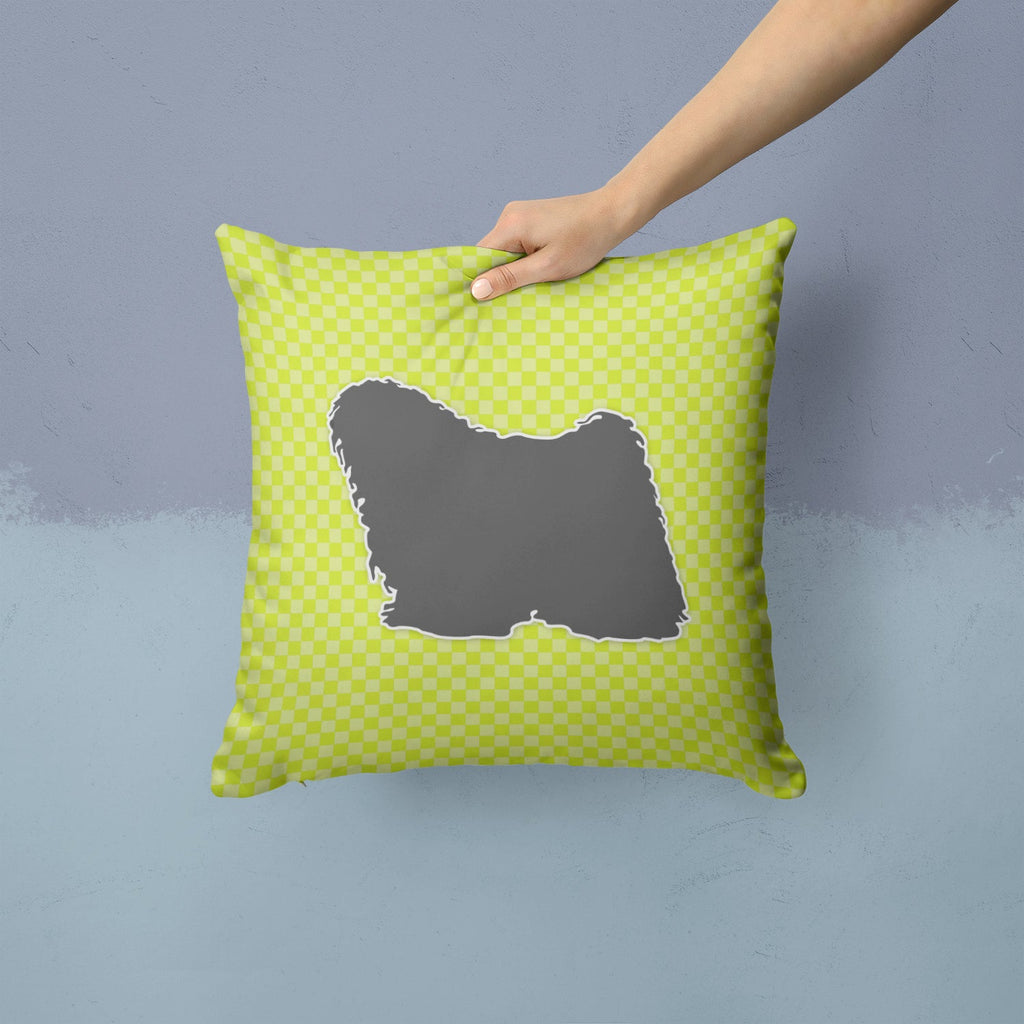 Puli Checkerboard Green Decorative Throw Pillow 14x14 Indoor Outdoor Accent Cushion, Fabric Cover with Insert for Sofa, Bed, Porch & Living Room