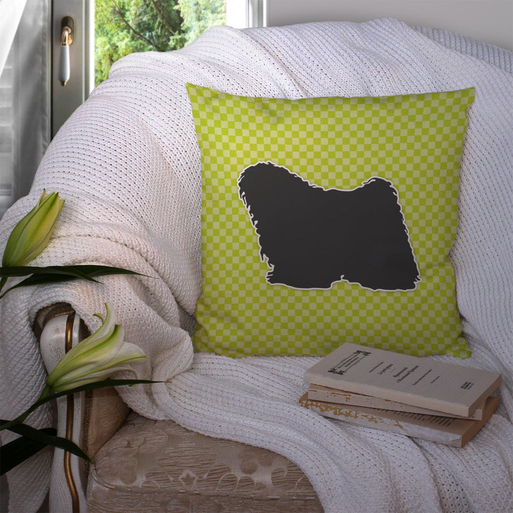 Puli Checkerboard Green Decorative Throw Pillow 14x14 Indoor Outdoor Accent Cushion, Fabric Cover with Insert for Sofa, Bed, Porch & Living Room