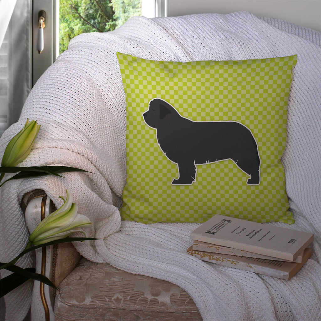 Newfoundland Checkerboard Green Decorative Throw Pillow 14x14 Indoor Outdoor Accent Cushion, Fabric Cover with Insert for Sofa, Bed, Porch & Living Room