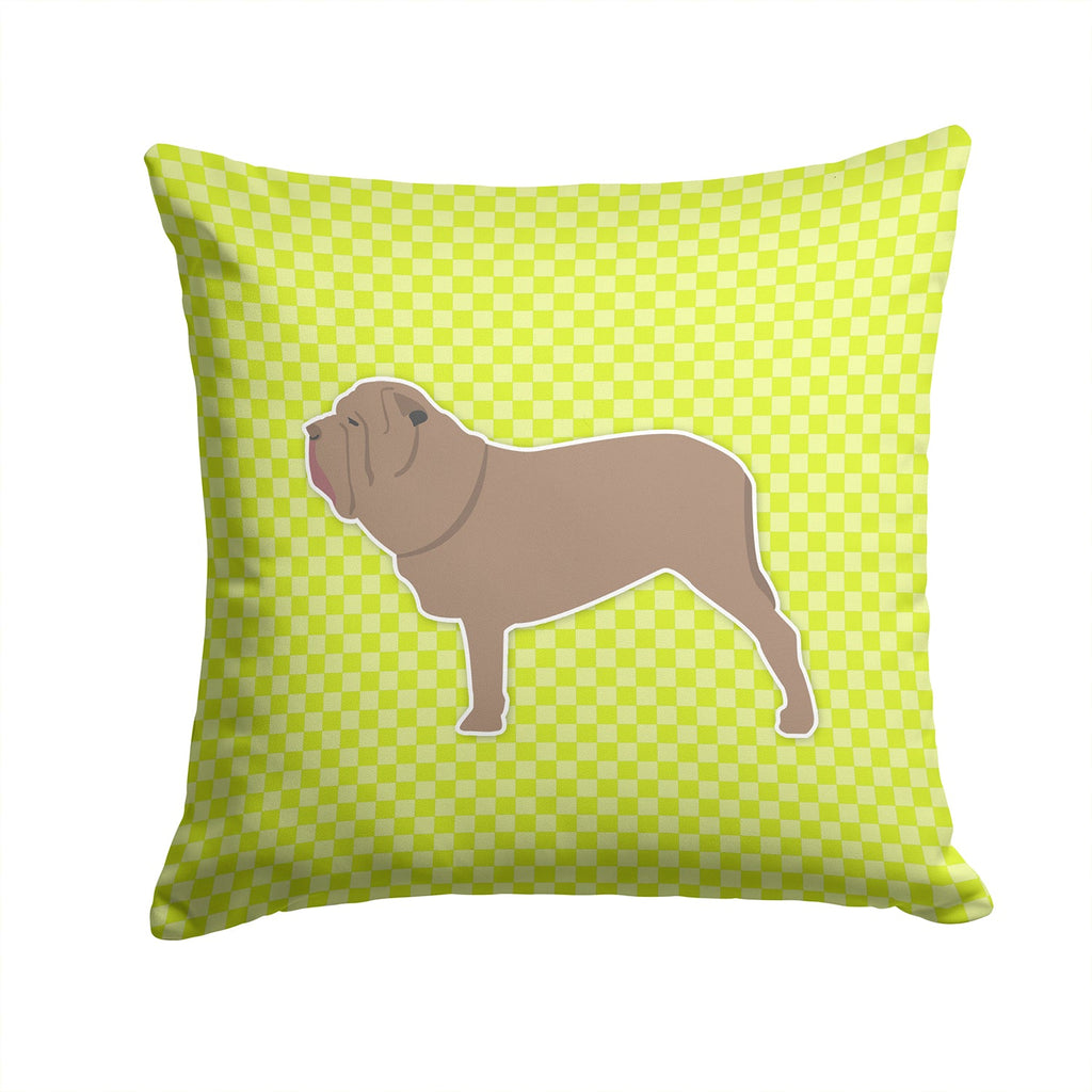 Neapolitan Mastiff Checkerboard Green Decorative Throw Pillow 14x14 Indoor Outdoor Accent Cushion, Fabric Cover with Insert for Sofa, Bed, Porch & Living Room