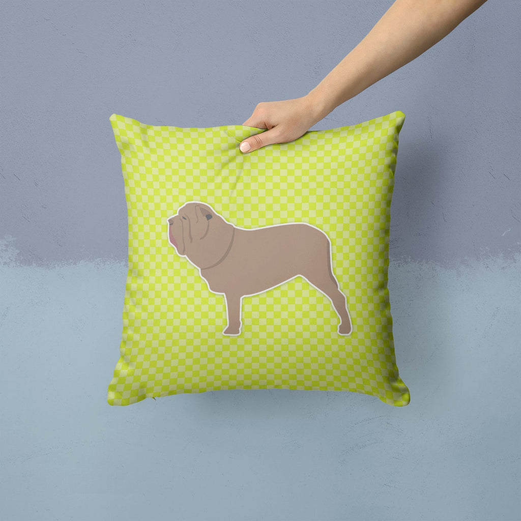 Neapolitan Mastiff Checkerboard Green Decorative Throw Pillow 14x14 Indoor Outdoor Accent Cushion, Fabric Cover with Insert for Sofa, Bed, Porch & Living Room