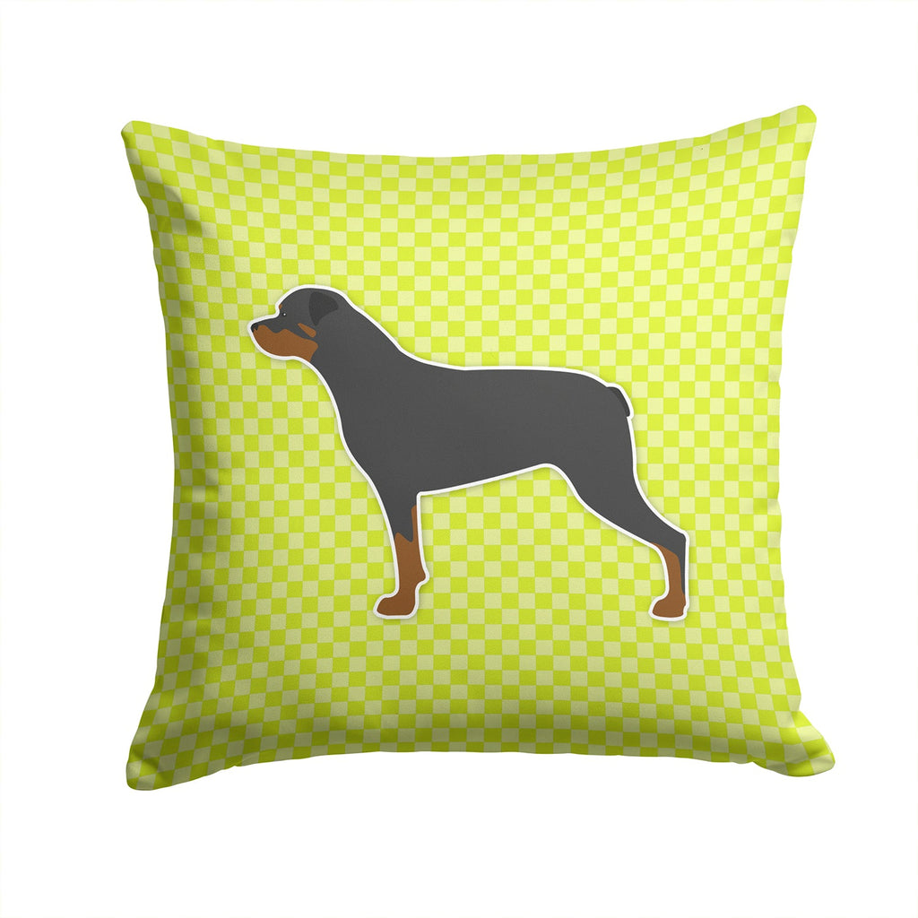 Rottweiler Checkerboard Green Decorative Throw Pillow 14x14 Indoor Outdoor Accent Cushion, Fabric Cover with Insert for Sofa, Bed, Porch & Living Room