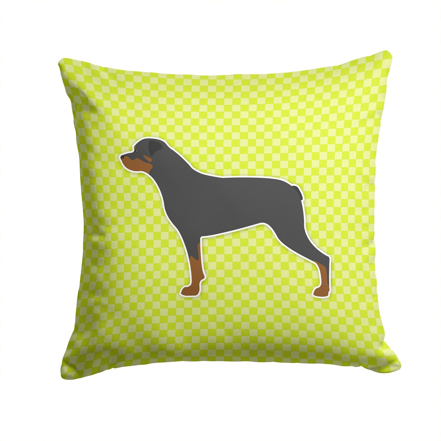 Rottweiler Checkerboard Green Decorative Throw Pillow 14x14 Indoor Outdoor Accent Cushion, Fabric Cover with Insert for Sofa, Bed, Porch & Living Room