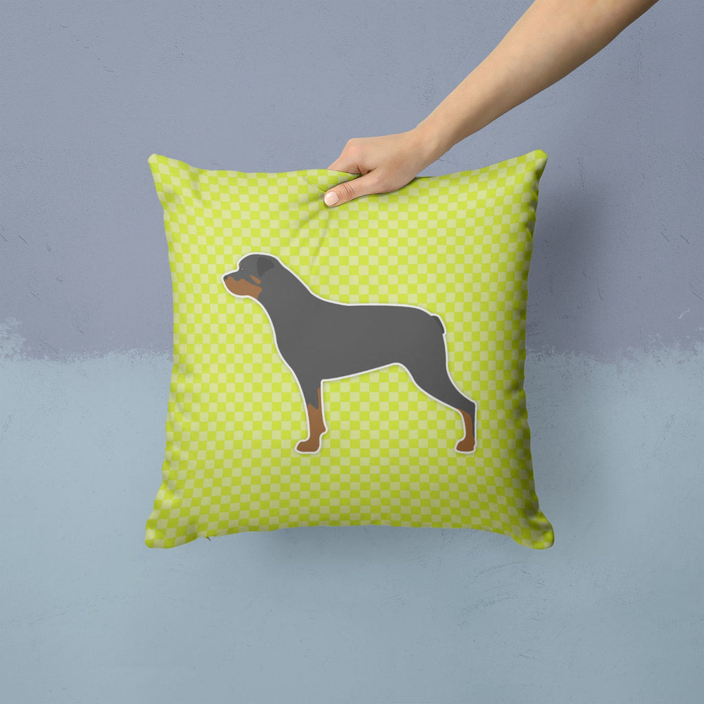 Rottweiler Checkerboard Green Decorative Throw Pillow 14x14 Indoor Outdoor Accent Cushion, Fabric Cover with Insert for Sofa, Bed, Porch & Living Room