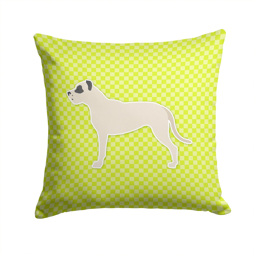 Dogo Argentino Checkerboard Green Decorative Throw Pillow 14x14 Indoor Outdoor Accent Cushion, Fabric Cover with Insert for Sofa, Bed, Porch & Living Room