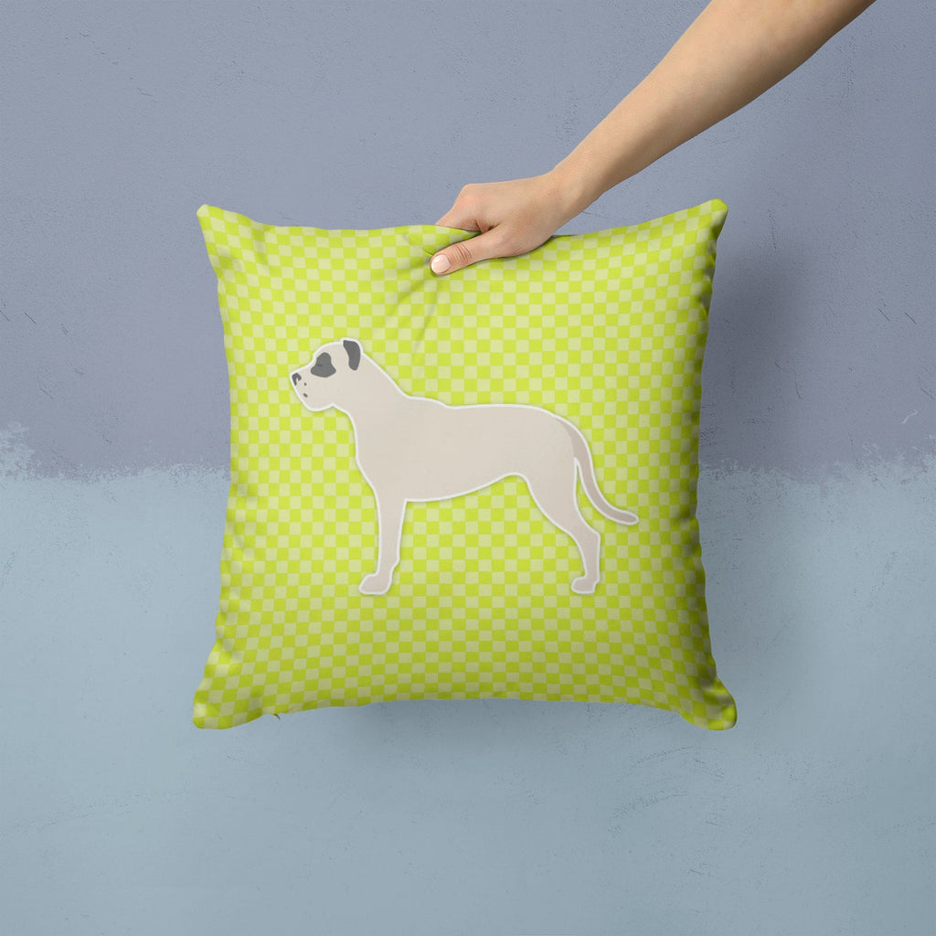 Dogo Argentino Checkerboard Green Decorative Throw Pillow 14x14 Indoor Outdoor Accent Cushion, Fabric Cover with Insert for Sofa, Bed, Porch & Living Room