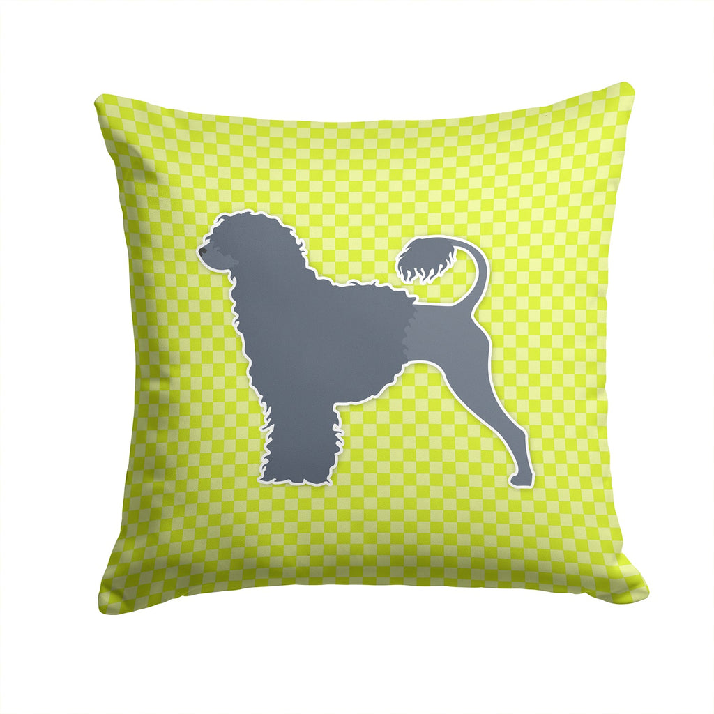 Portuguese Water Dog Checkerboard Green Decorative Throw Pillow 14x14 Indoor Outdoor Accent Cushion, Fabric Cover with Insert for Sofa, Bed, Porch & Living Room