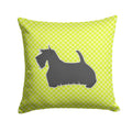 Scottish Terrier Checkerboard Green Decorative Throw Pillow 14x14 Indoor Outdoor Accent Cushion, Fabric Cover with Insert for Sofa, Bed, Porch & Living Room