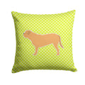 Dogue de Bordeaux Checkerboard Green Decorative Throw Pillow 14x14 Indoor Outdoor Accent Cushion, Fabric Cover with Insert for Sofa, Bed, Porch & Living Room