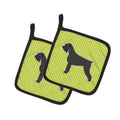 Giant Schnauzer Checkerboard Green Pot Holder Set of 2 Heat Resistant Quilted Hot Pads 7.5 x 7.5 Inch, Insulated Kitchen Trivets for Cooking & Baking