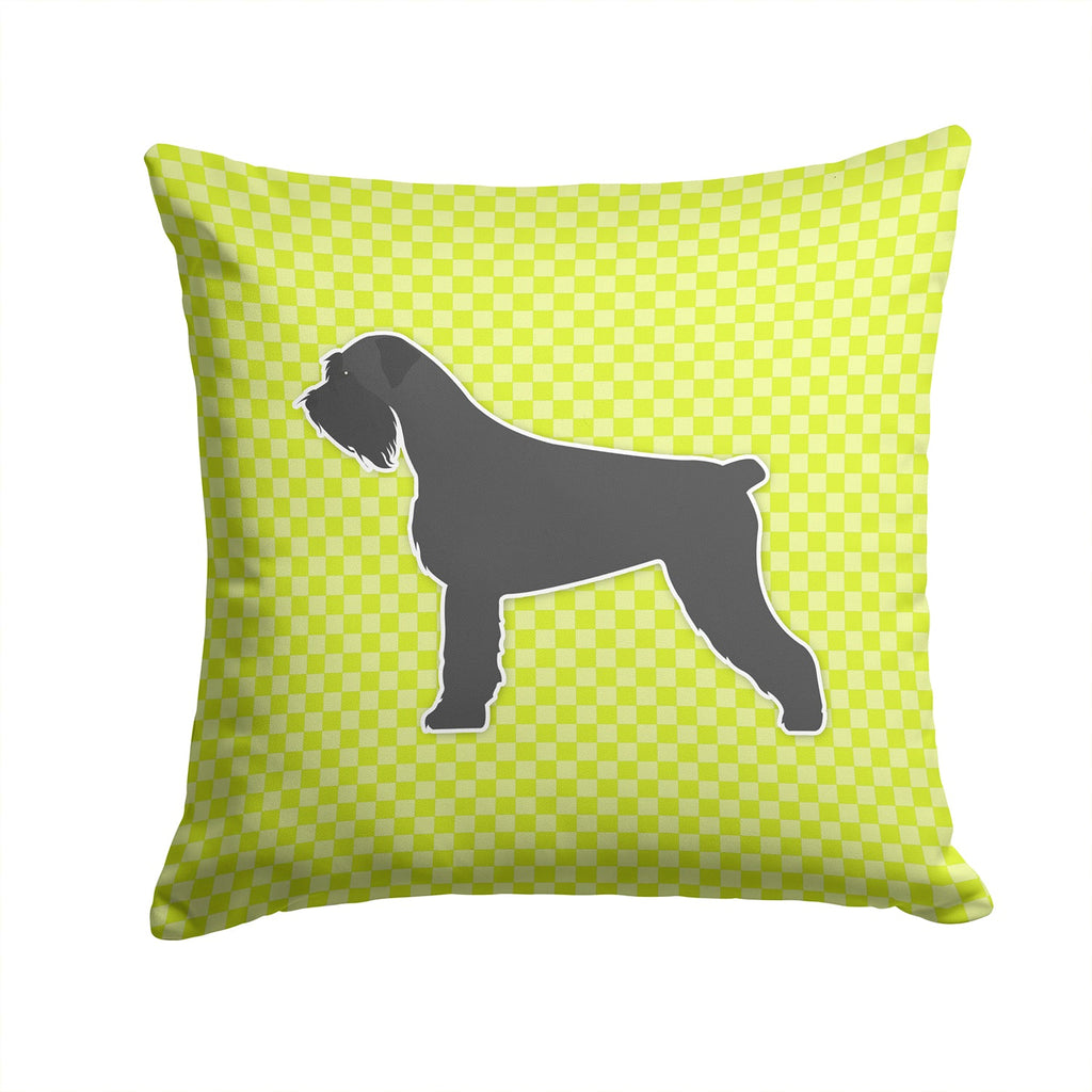 Giant Schnauzer Checkerboard Green Decorative Throw Pillow 14x14 Indoor Outdoor Accent Cushion, Fabric Cover with Insert for Sofa, Bed, Porch & Living Room