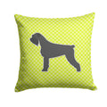 Giant Schnauzer Checkerboard Green Decorative Throw Pillow 14x14 Indoor Outdoor Accent Cushion, Fabric Cover with Insert for Sofa, Bed, Porch & Living Room