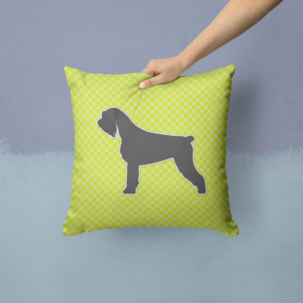 Giant Schnauzer Checkerboard Green Decorative Throw Pillow 14x14 Indoor Outdoor Accent Cushion, Fabric Cover with Insert for Sofa, Bed, Porch & Living Room