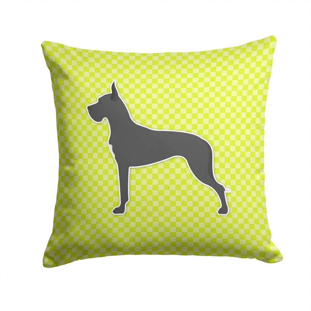 Great Dane Checkerboard Green Decorative Throw Pillow 14x14 Indoor Outdoor Accent Cushion, Fabric Cover with Insert for Sofa, Bed, Porch & Living Room
