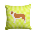 Saint Bernard Checkerboard Green Decorative Throw Pillow 14x14 Indoor Outdoor Accent Cushion, Fabric Cover with Insert for Sofa, Bed, Porch & Living Room