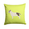 Bull Terrier Checkerboard Green Decorative Throw Pillow 14x14 Indoor Outdoor Accent Cushion, Fabric Cover with Insert for Sofa, Bed, Porch & Living Room