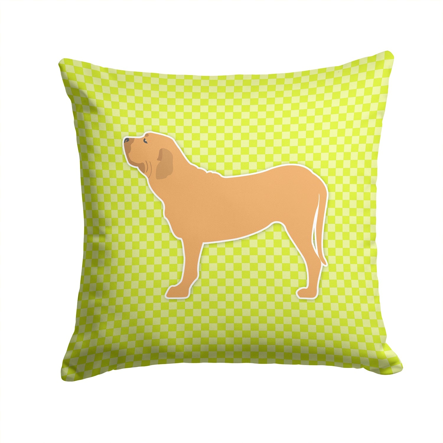 Fila Brasileiro Checkerboard Green Decorative Throw Pillow 14x14 Indoor Outdoor Accent Cushion, Fabric Cover with Insert for Sofa, Bed, Porch & Living Room