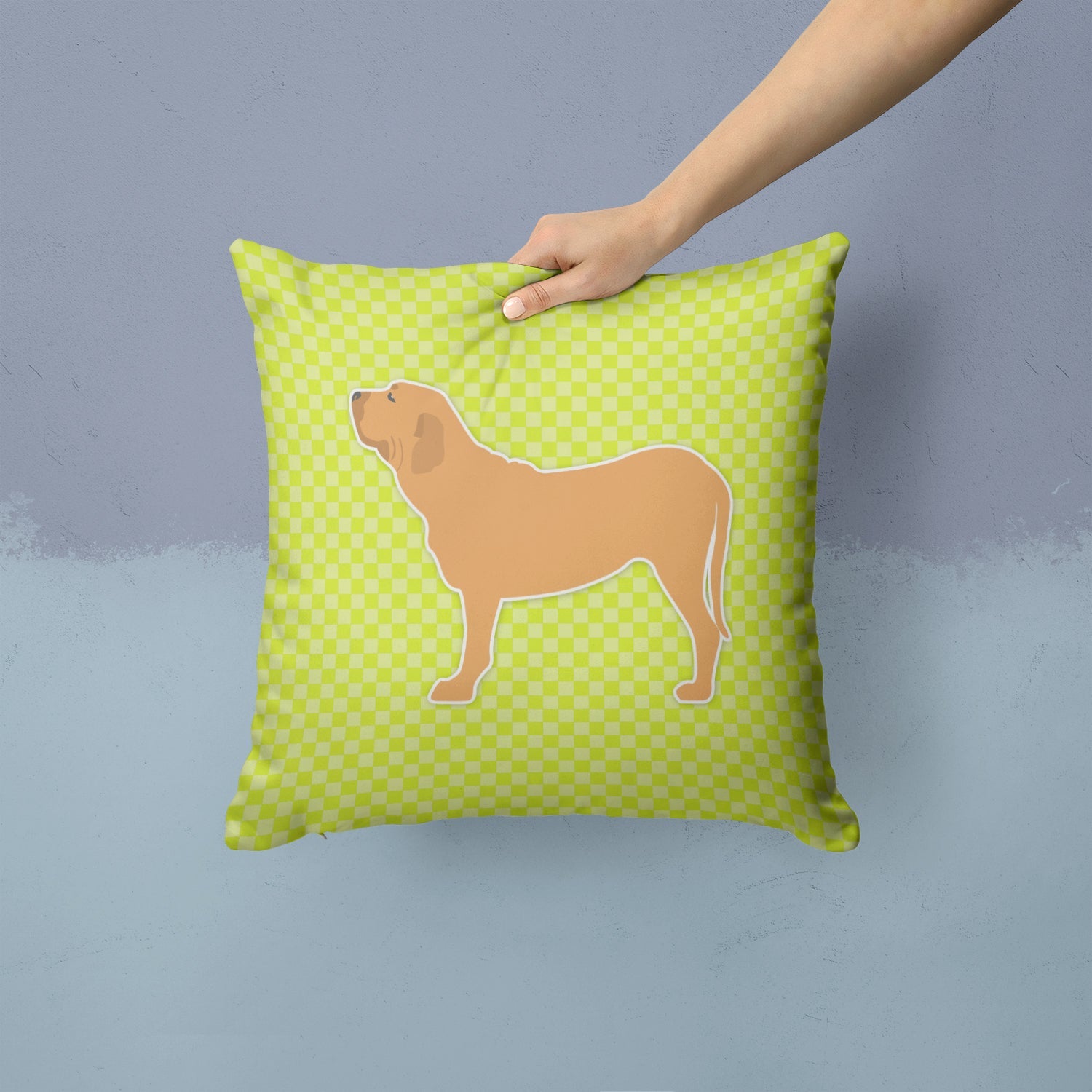 Fila Brasileiro Checkerboard Green Decorative Throw Pillow 14x14 Indoor Outdoor Accent Cushion, Fabric Cover with Insert for Sofa, Bed, Porch & Living Room