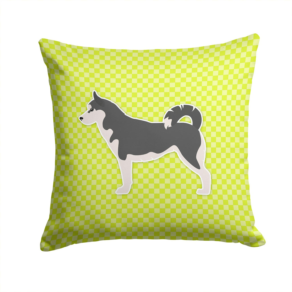 Siberian Husky Checkerboard Green Decorative Throw Pillow 14x14 Indoor Outdoor Accent Cushion, Fabric Cover with Insert for Sofa, Bed, Porch & Living Room
