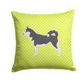 Siberian Husky Checkerboard Green Decorative Throw Pillow 14x14 Indoor Outdoor Accent Cushion, Fabric Cover with Insert for Sofa, Bed, Porch & Living Room