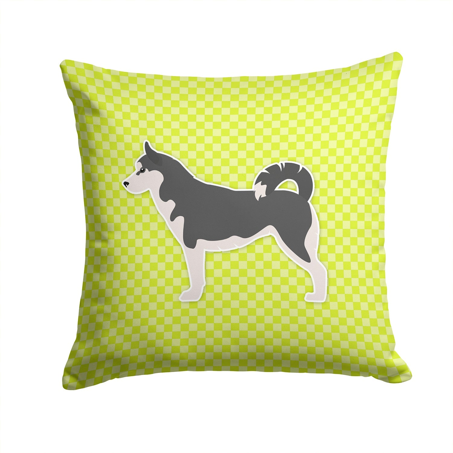 Siberian Husky Checkerboard Green Decorative Throw Pillow 14x14 Indoor Outdoor Accent Cushion, Fabric Cover with Insert for Sofa, Bed, Porch & Living Room