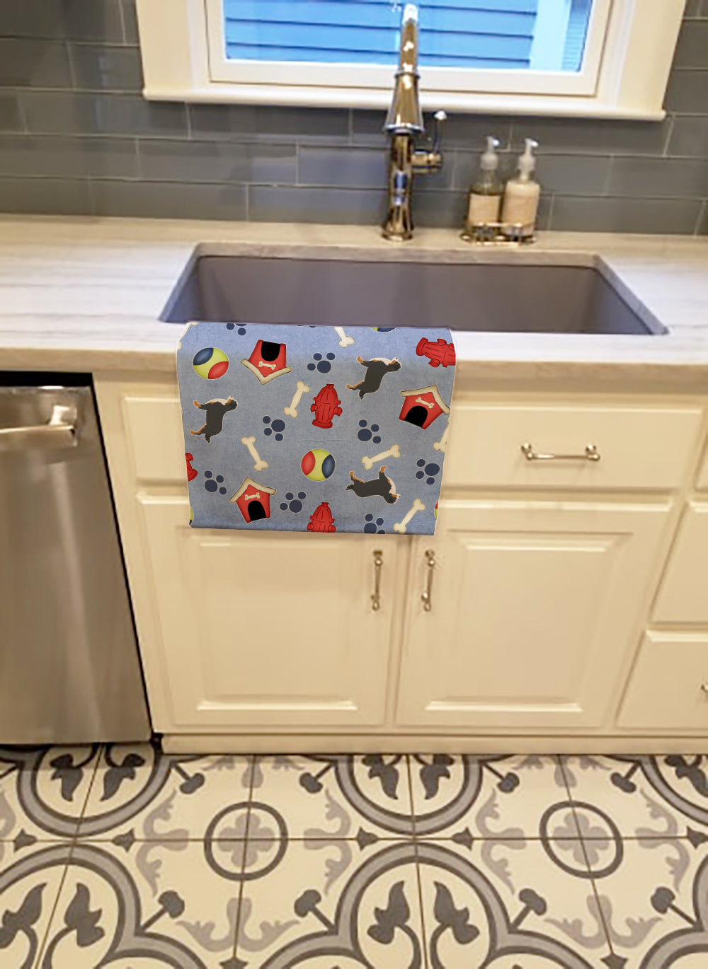 Bernese Mountain Dog Dog House Collection Kitchen Towel Velour Plush Front and Cotton Loop Back Machine Washable