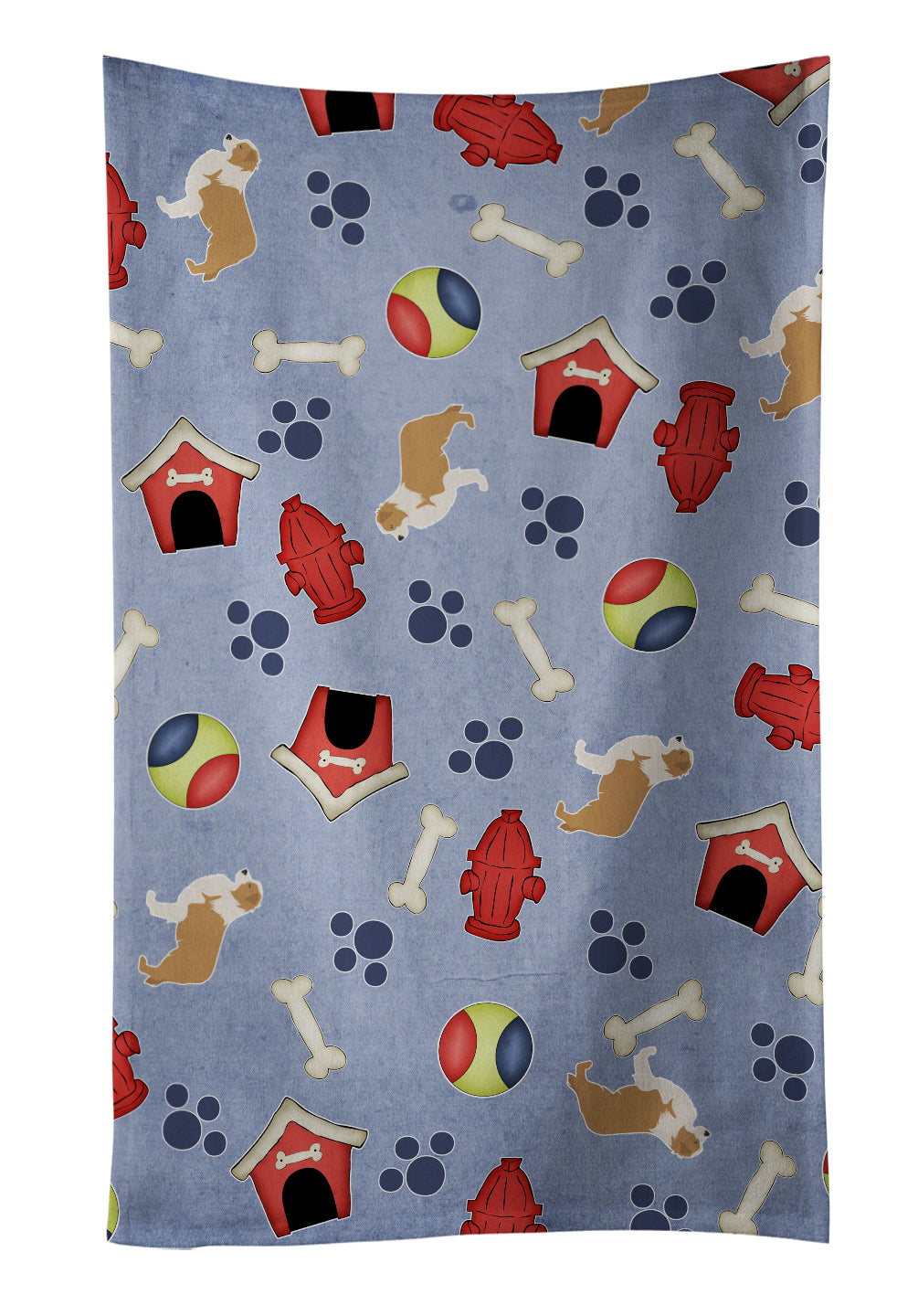 Red Border Collie Dog House Collection Kitchen Towel Velour Plush Front and Cotton Loop Back Machine Washable