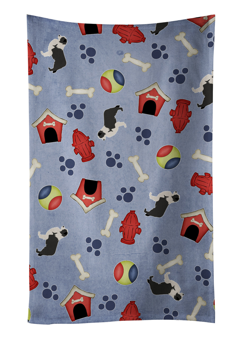 Black Border Collie Dog House Collection Kitchen Towel Velour Plush Front and Cotton Loop Back Machine Washable