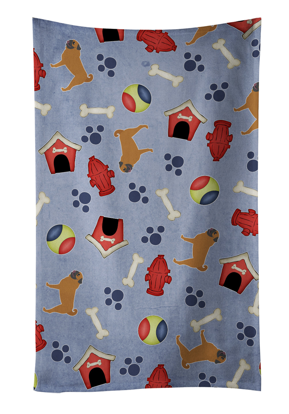 Pug Dog House Collection Kitchen Towel Velour Plush Front and Cotton Loop Back Machine Washable