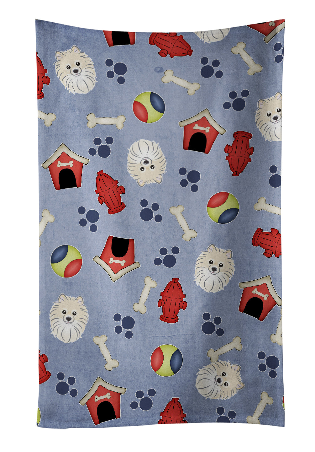 Dog House Collection Pomeranian Kitchen Towel Velour Plush Front and Cotton Loop Back Machine Washable