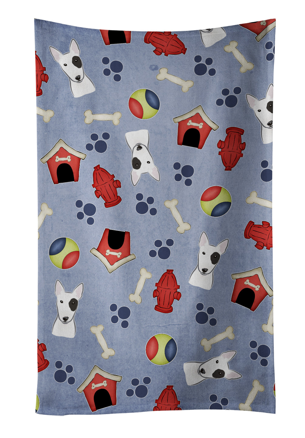 Dog House Collection Bull Terrier Kitchen Towel Velour Plush Front and Cotton Loop Back Machine Washable