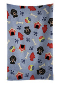 Dog House Collection Smooth Black and Tan Dachshund Kitchen Towel Velour Plush Front and Cotton Loop Back Machine Washable