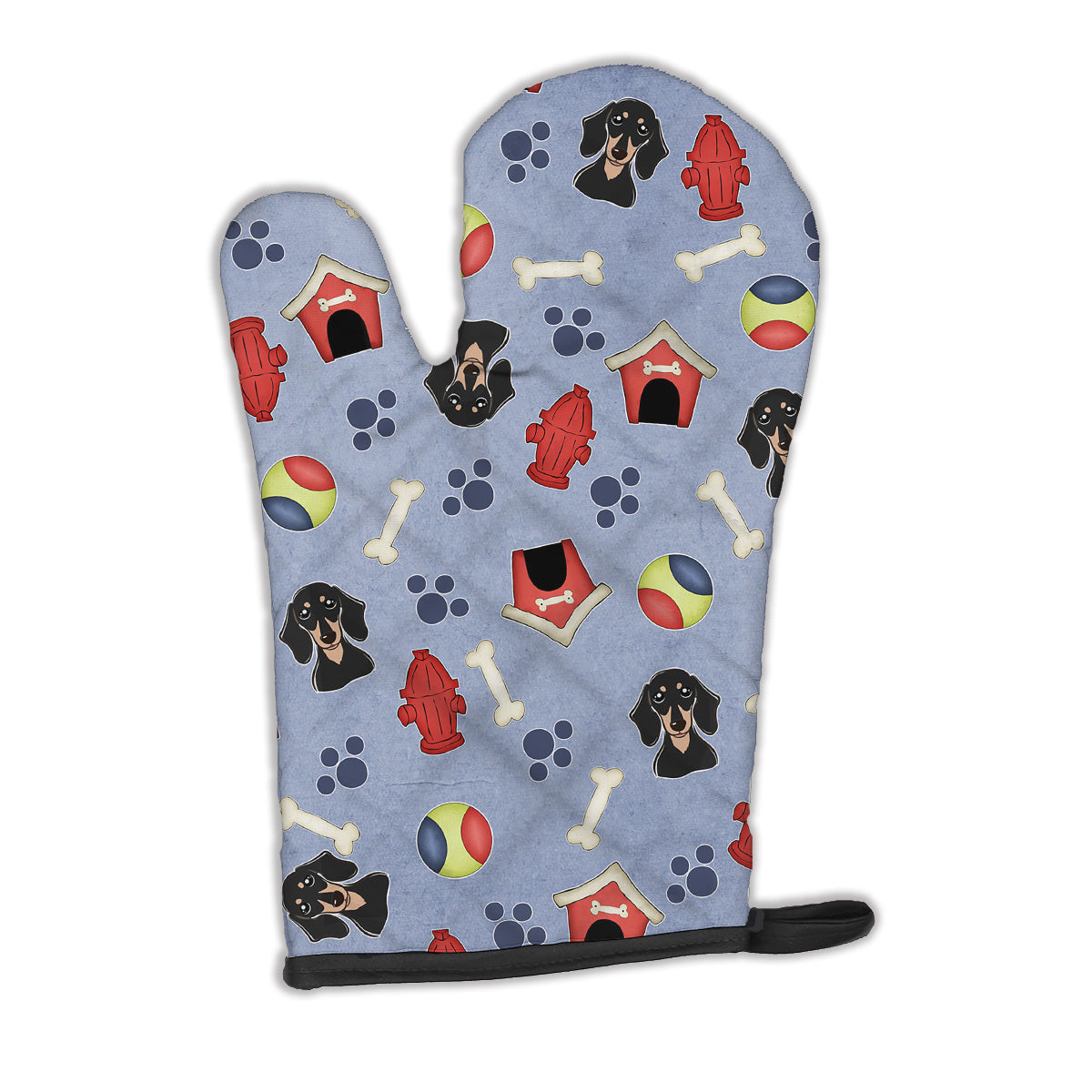 Dog House Collection Smooth Black and Tan Dachshund Oven Mitt Heat Resistant Thick Oven Mitt for Hot Pans and Oven, Kitchen Mitt Protect Hands, Cooking Baking Glove